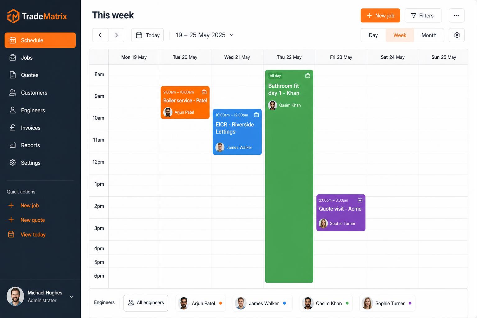 Drag-and-drop weekly scheduler